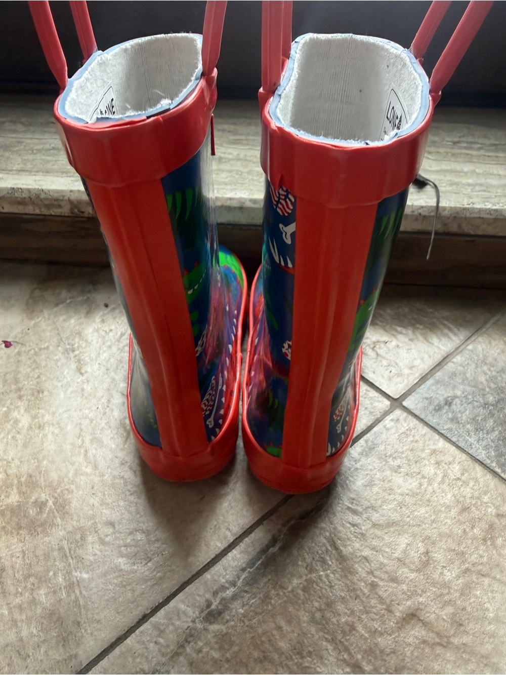 Lone Cone Kids' Blue & Red Dinosaur Rain Boots - Picture 3 of 7